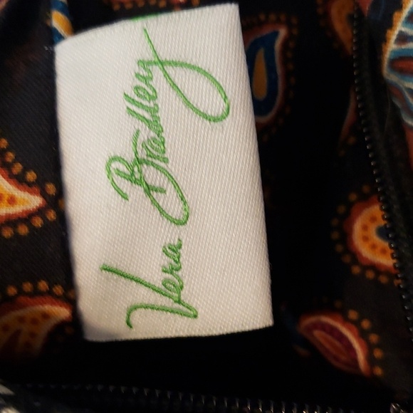 Vera Bradley Hannah Kensington Small Purse Bag Pleated Cotton Mini Brown Blue - Picture 6 of 8